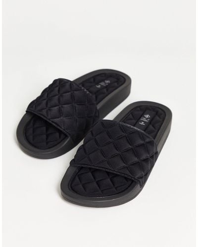 Call It Spring By Aldo Kaeaniell Quilted Slides - Black