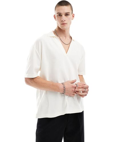 ASOS Oversized Polo With Camp Collar - White