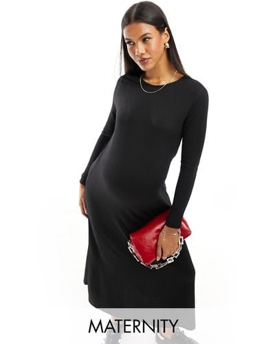 Mama.licious Mamalicious Maternity Long Sleeved Maxi Dress - Black