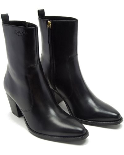 OFF THE HOOK Tower Premium Leather Ankle Zip Boots - Black
