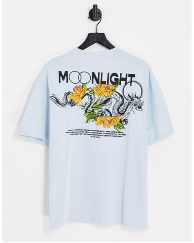 Bershka Moonlight Print T-shirt - Blue