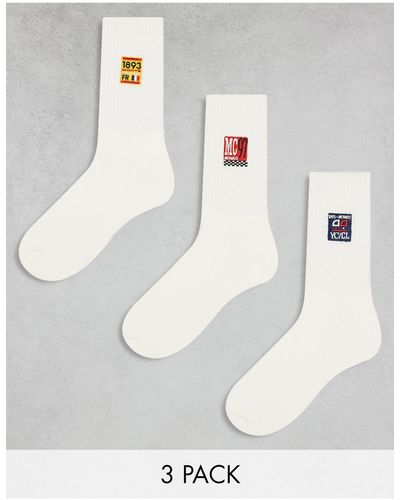 ASOS 3 Pack Sports Socks With Yacht Embroidery - White