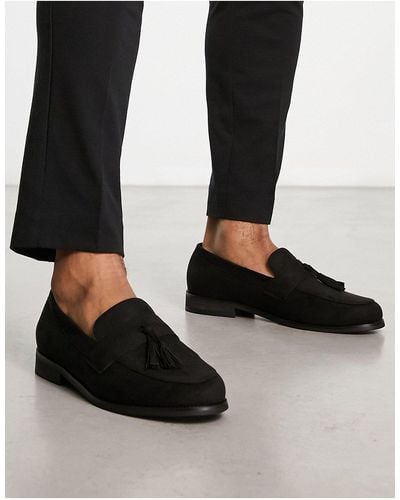 Truffle Collection Faux Suede Tassel Loafers - Black