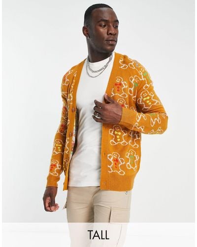 Another Influence Tall Gingerbread Christmas Cardigan - Orange