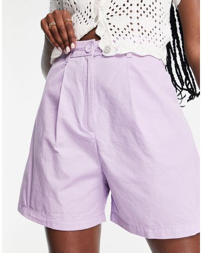 Monki Longline Wide Leg Bermuda Shorts - Purple