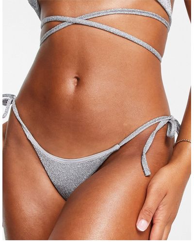 ASOS Tie Side Bikini Bottom - Metallic