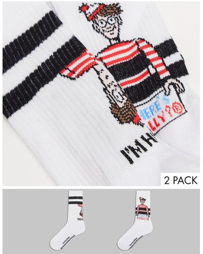 ASOS Where's Wally - Set Van 2 Paar Sokken Met Logo - Meerkleurig