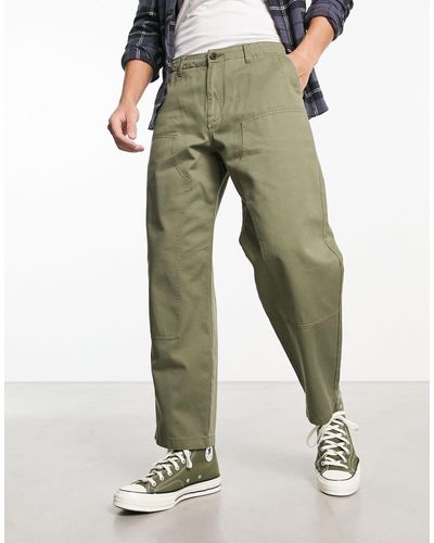 Farah Anderson - pantalon large fonctionnel en sergé - vintage - Vert
