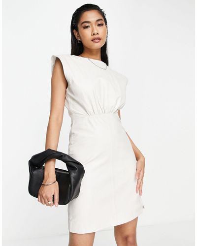 Muubaa Leather Structured Mini Dress - White