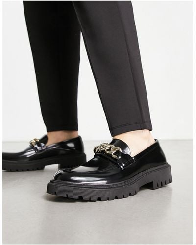 ALDO Champolian Chunky Leather Loafers With Chain - Black