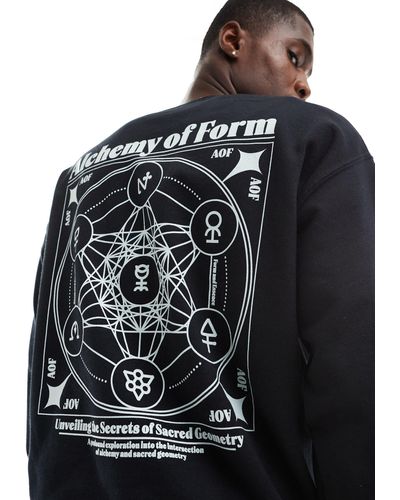 ASOS Oversized Sweatshirt With Prints - Black