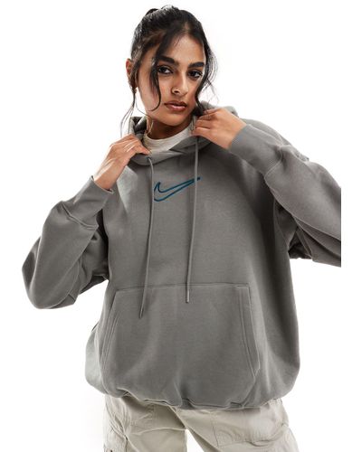 Nike Sweat à capuche unisexe mi-long avec logo virgule moyen - foncé - Gris
