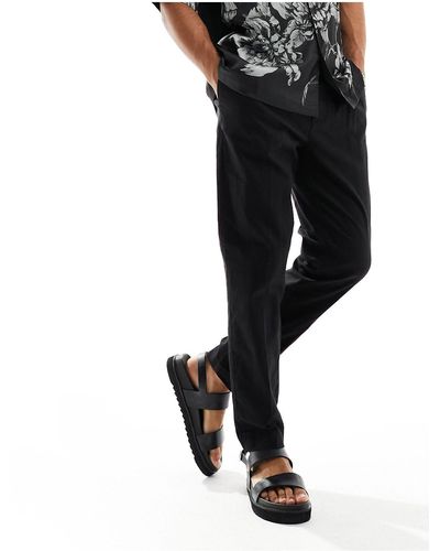 New Look Linen Blend Trousers - Black