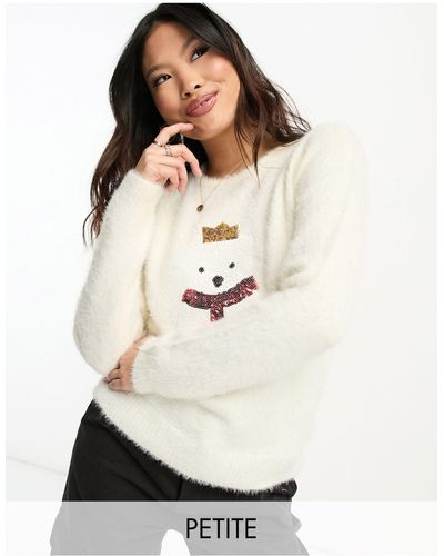 Brave Soul Petite - maglione natalizio morbido con orso polare - Bianco