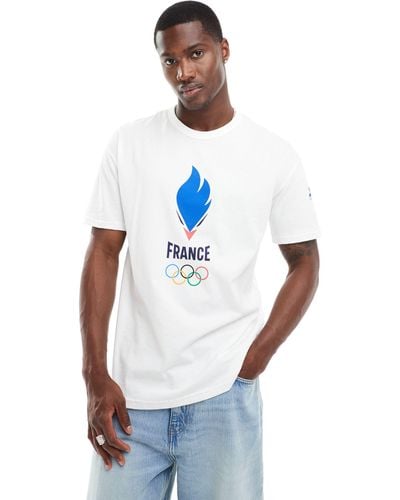 Le Coq Sportif T-shirt bianca con stampa della squadra francia 2024 - Bianco