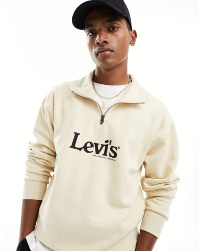 Levi's Exclusive To Asos Half Zip With Central Retro Logo - Natural