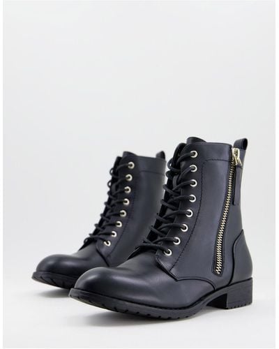 Call It Spring Kassie Lace Up Ankle Boots - Black