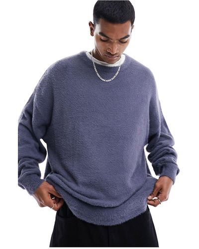 ADPT Oversized Knitted Textured Jumper - Blue
