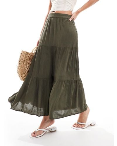 ONLY Tiered Maxi Skirt - Green