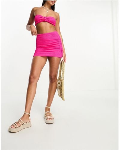 ASOS Mix And Match Crinkle High Waist Tube Skirt With Ruched Back - Pink