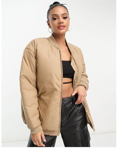 I Saw It First Exclusive Longline Bomber Jacket - Natural
