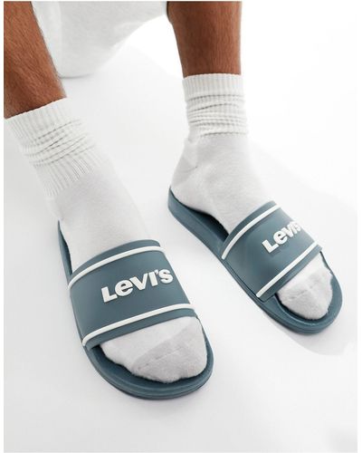 Levi's Sliders verdi con logo - Blu