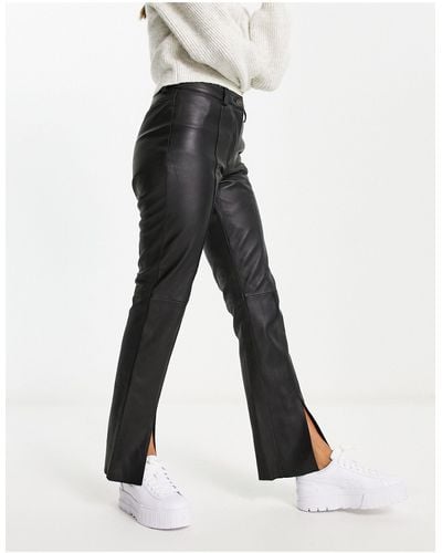 Urbancode Real Leather Split Front Trouser - White