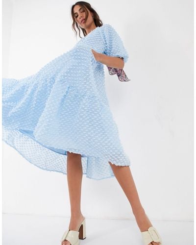 Sister Jane Oversized Smock Dress With Tiered Skirt - Blue