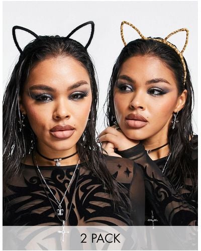 ASOS Halloween Pack Of 2 Headbands With Cat Ears - Black