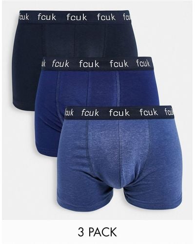 French Connection Fcuk 3 Pack Boxers - Blue