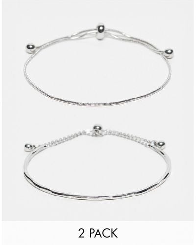 ASOS Pack Of 2 Bracelets With Simple toggle Detail - White