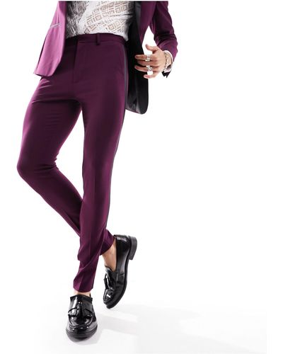 ASOS Super Skinny Tuxedo Suit Trousers - Purple
