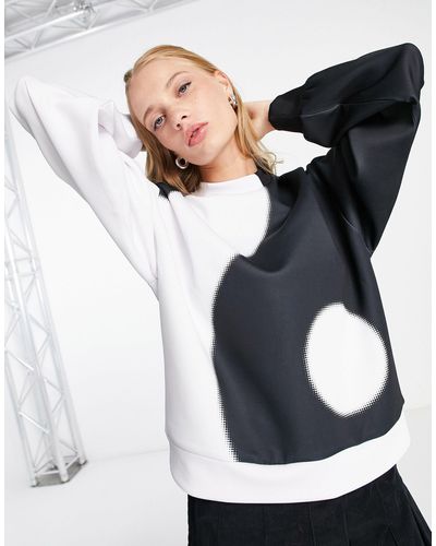 ASOS Mono Ying Yang Graphic Scuba Sweatshirt - Blue