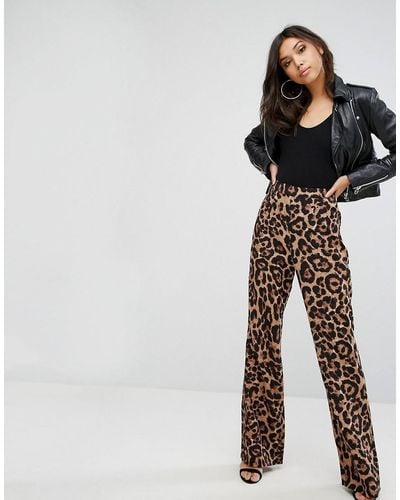 PrettyLittleThing Leopard Print Wide Leg Pant - Multicolour