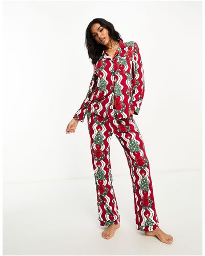 Chelsea Peers – his&hers – er pyjama mit weihnachtsmuster - Rot