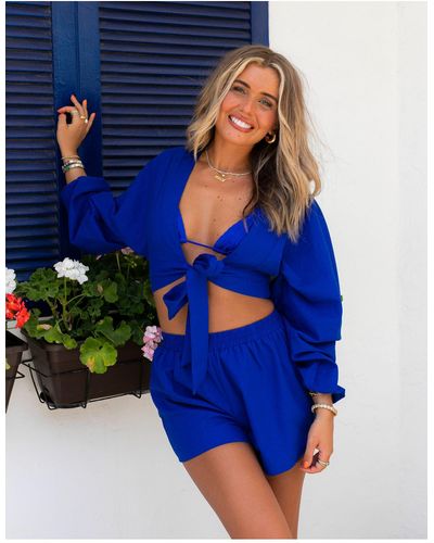 South Beach X miss molly – strandshorts mit hohem bund - Blau