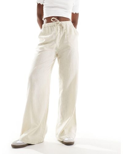 Threadbare Pantalon en lin mélangé avec taille élastique - taupe - Neutre