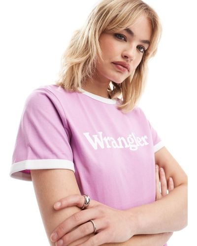 Wrangler Logo Ringer Tee - Pink