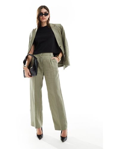 & Other Stories Linen Relaxed Trousers - Green