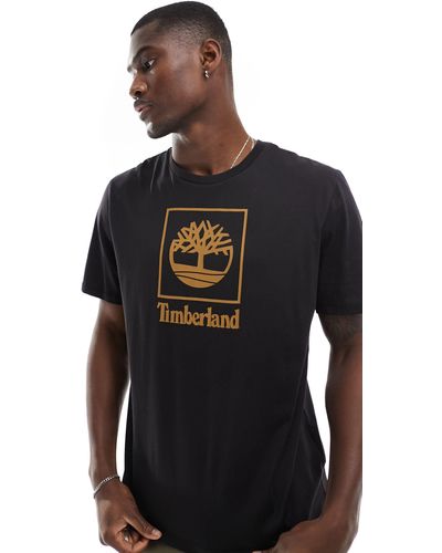 Timberland – stack – t-shirt mit logo - Schwarz