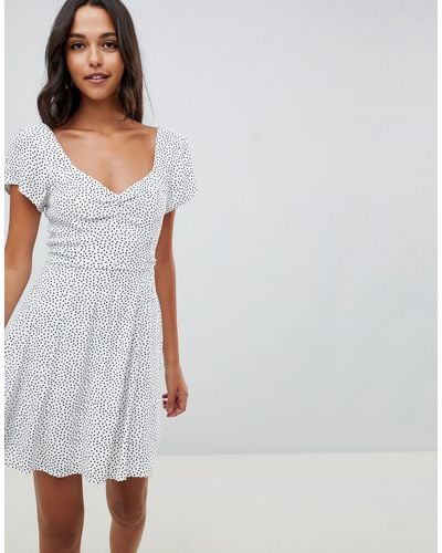 Abercrombie & Fitch Tea Dress With Wrap Detail In Ditsy Spot - Multicolor