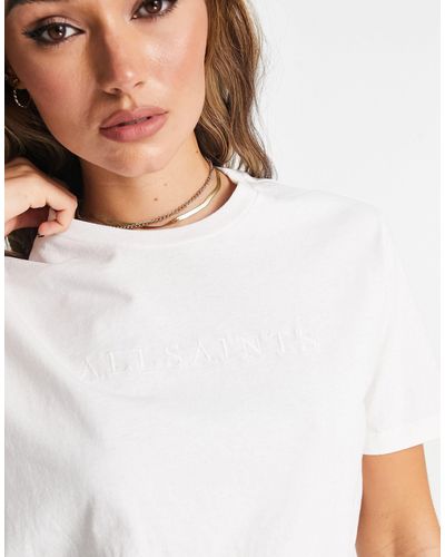 AllSaints Pippa - Boyfriend T-shirt Met Geborduurd Logo - Wit