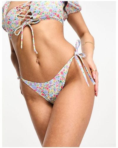 Miss Selfridge Ditsy Tie Side Bikini Bottom - Multicolour