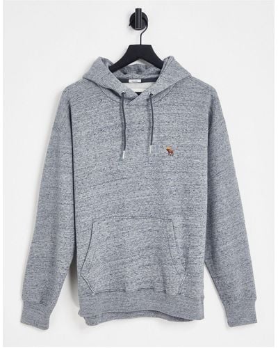 Abercrombie & Fitch 3d Icon Logo Relaxed Fit Hoodie - Grey