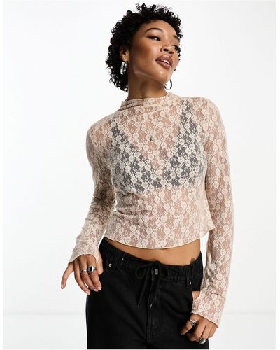 emory park High Neck Lace Top - White