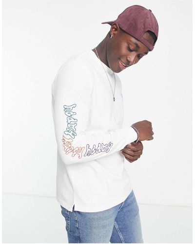 PS by Paul Smith Long Sleeve Top With Happy Face Skattered Graphics - White
