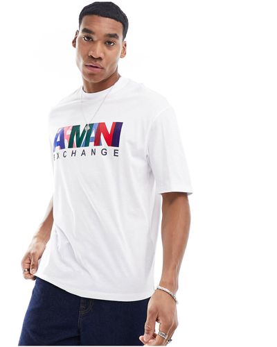 Armani Exchange Multi Logo Comfort Fit T-shirt - White