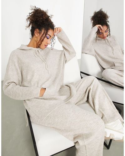 ASOS Knitted Rib Oversized Hoodie - Natural