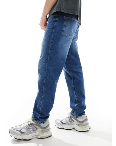 Bershka Straight Vintage Jeans - Blue