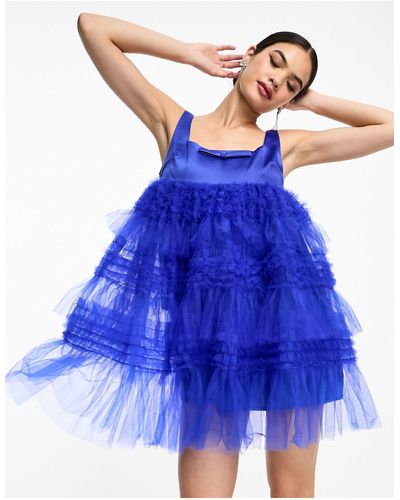 Amy Lynn Bobby Tiered Tulle Mini Dress - Blue